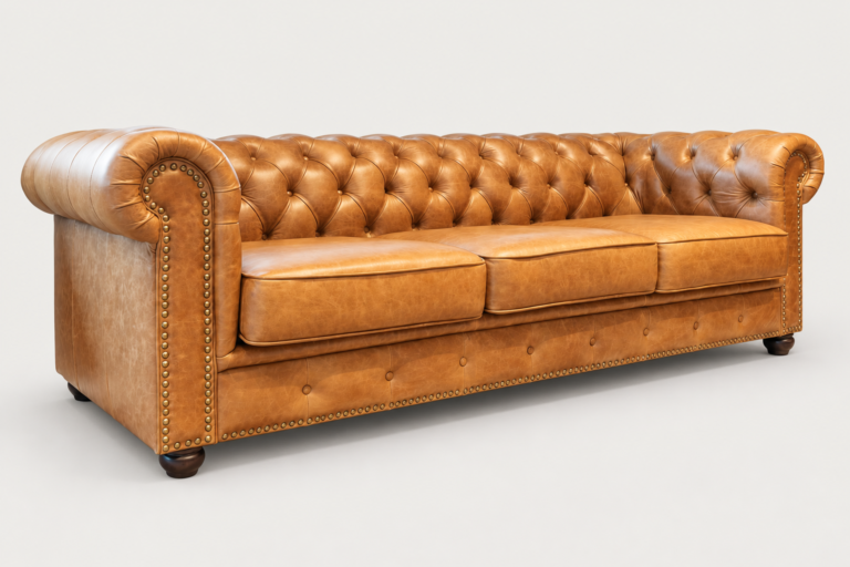 Sofá Chesterfield Zafrelli em couro Caramelo Gold